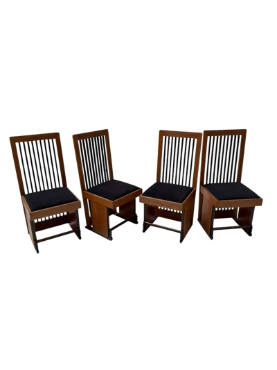 Four Art Deco Modernist High Back Dining Chairs by Architect Caspers, 1920s